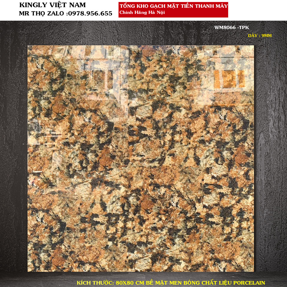 Gạch ốp tường thang máy 80x80 cm màu giả đá hoa cương WM8066
